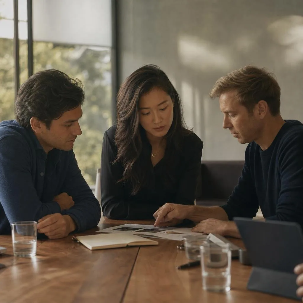 Founders and partners meeting around a table
